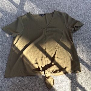 Madewell Green Tie Front Short Sleeve T-Shirt